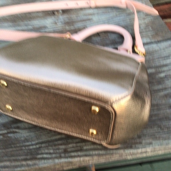 Ted Baker Pink / Gold Leather Handbag Crossbody Bag with Removable Strap - Picture 3 of 9